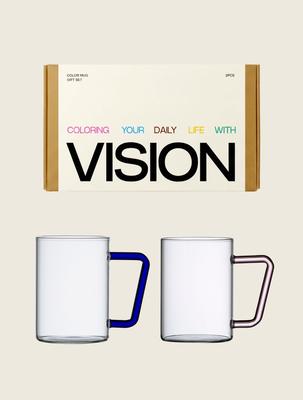비젼글래스(VISIONGLASS) [기프트박스] 컬러머그컵 GD 500ml 2pack