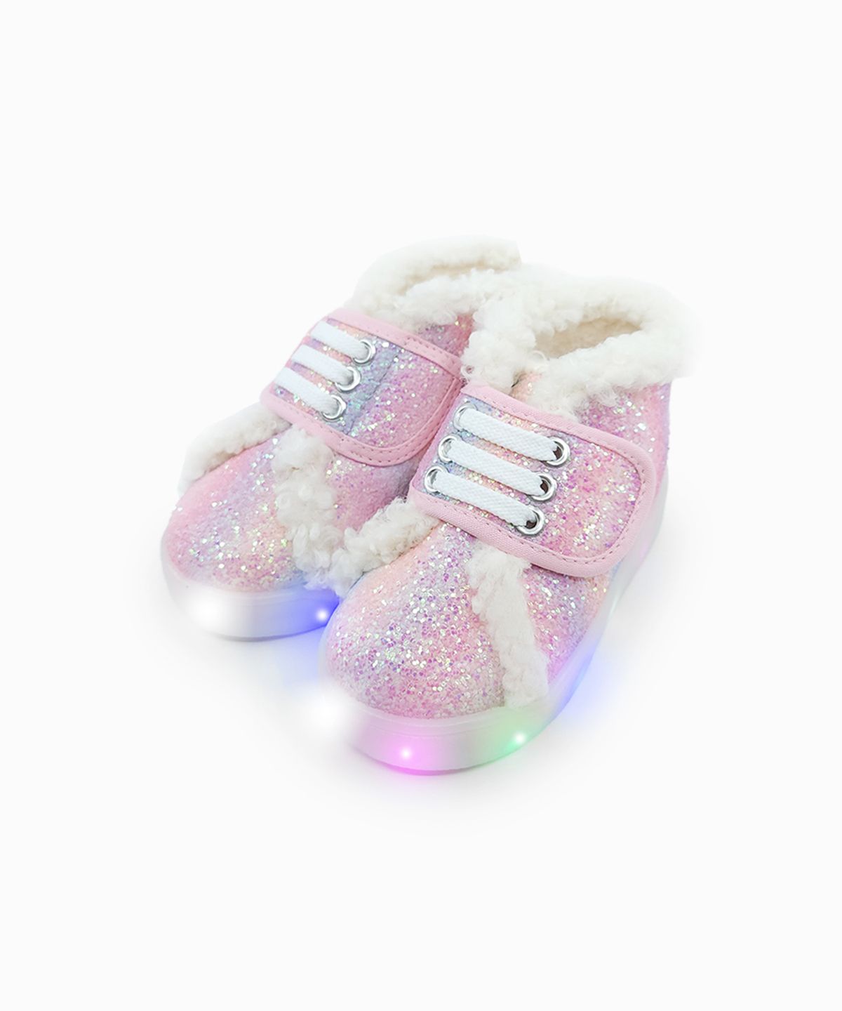 베이비솔(BABYSOLE) 폼폼코튼캔디LED털운동화