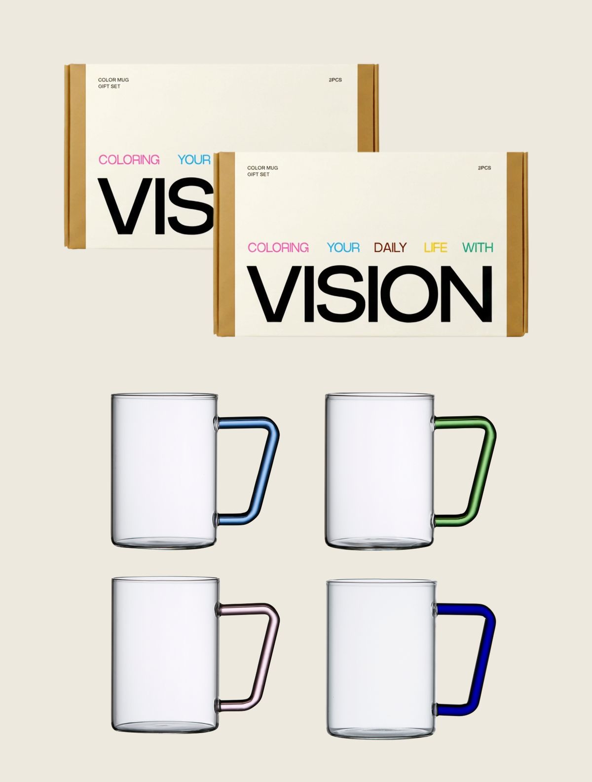 비젼글래스(VISIONGLASS) [기프트박스] 컬러머그컵 GD 500ml 4pack