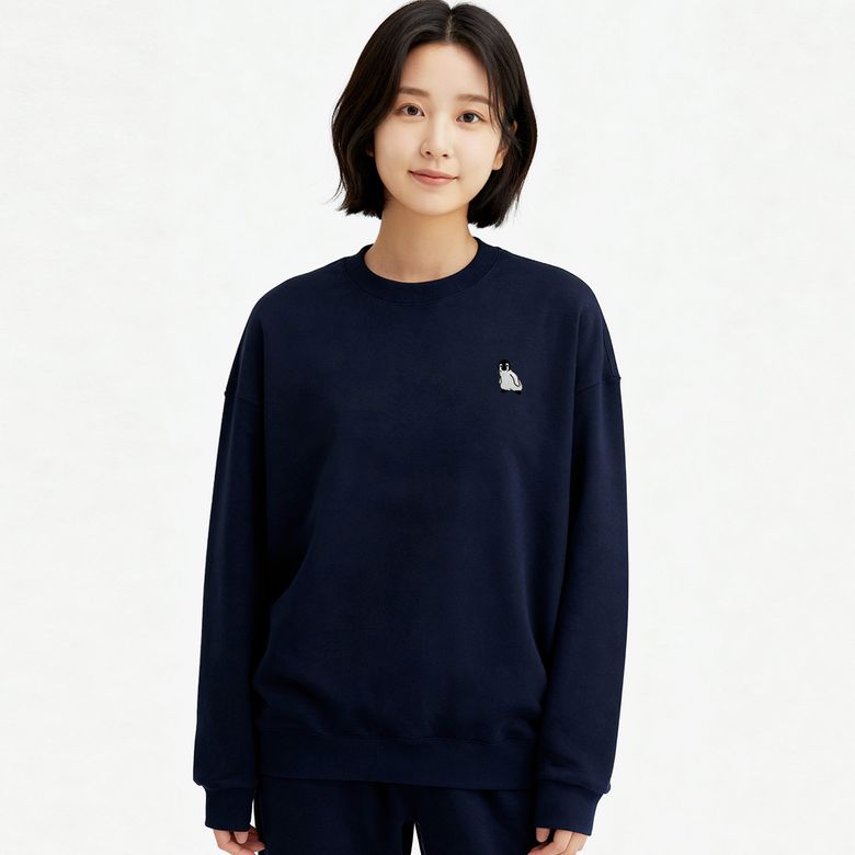 펭귄 자수 기모 오버핏 맨투맨