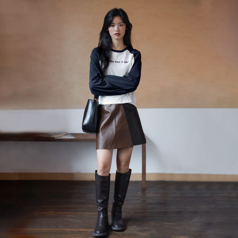 LS_Leather mini skirt