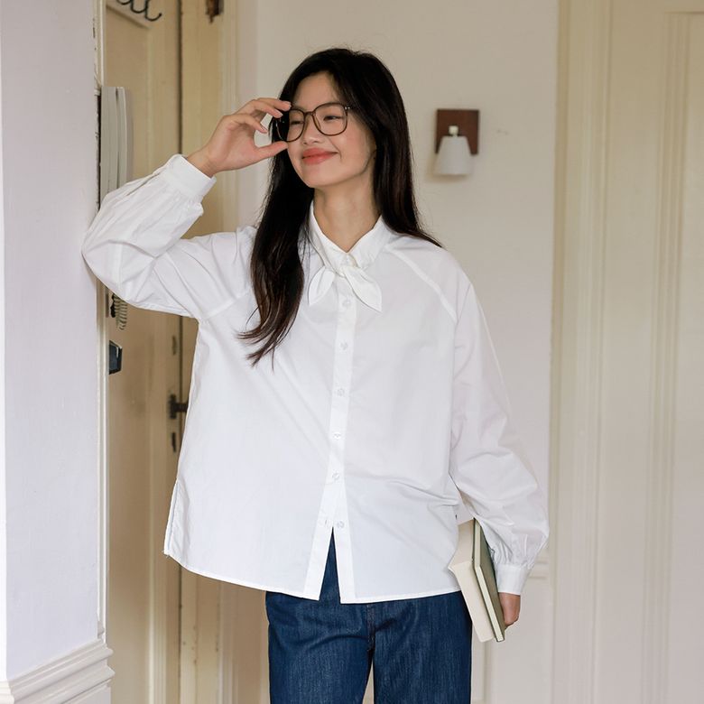LS_Commuter ribbon neck shirt