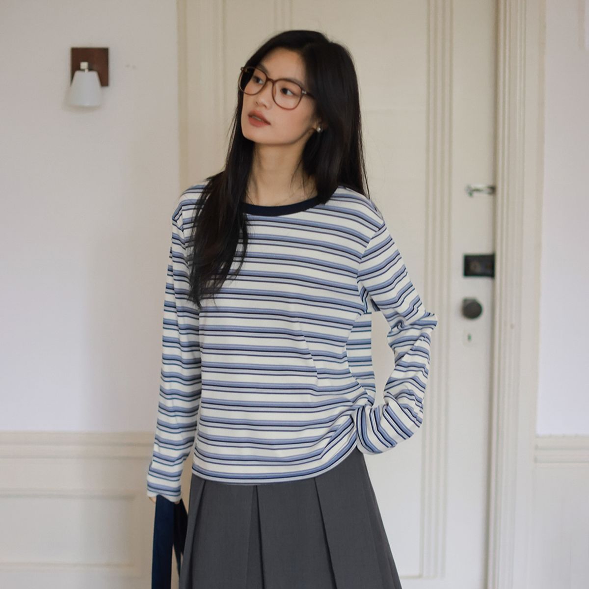 랭썬(LANGSON) LS_Striped long-sleeved top