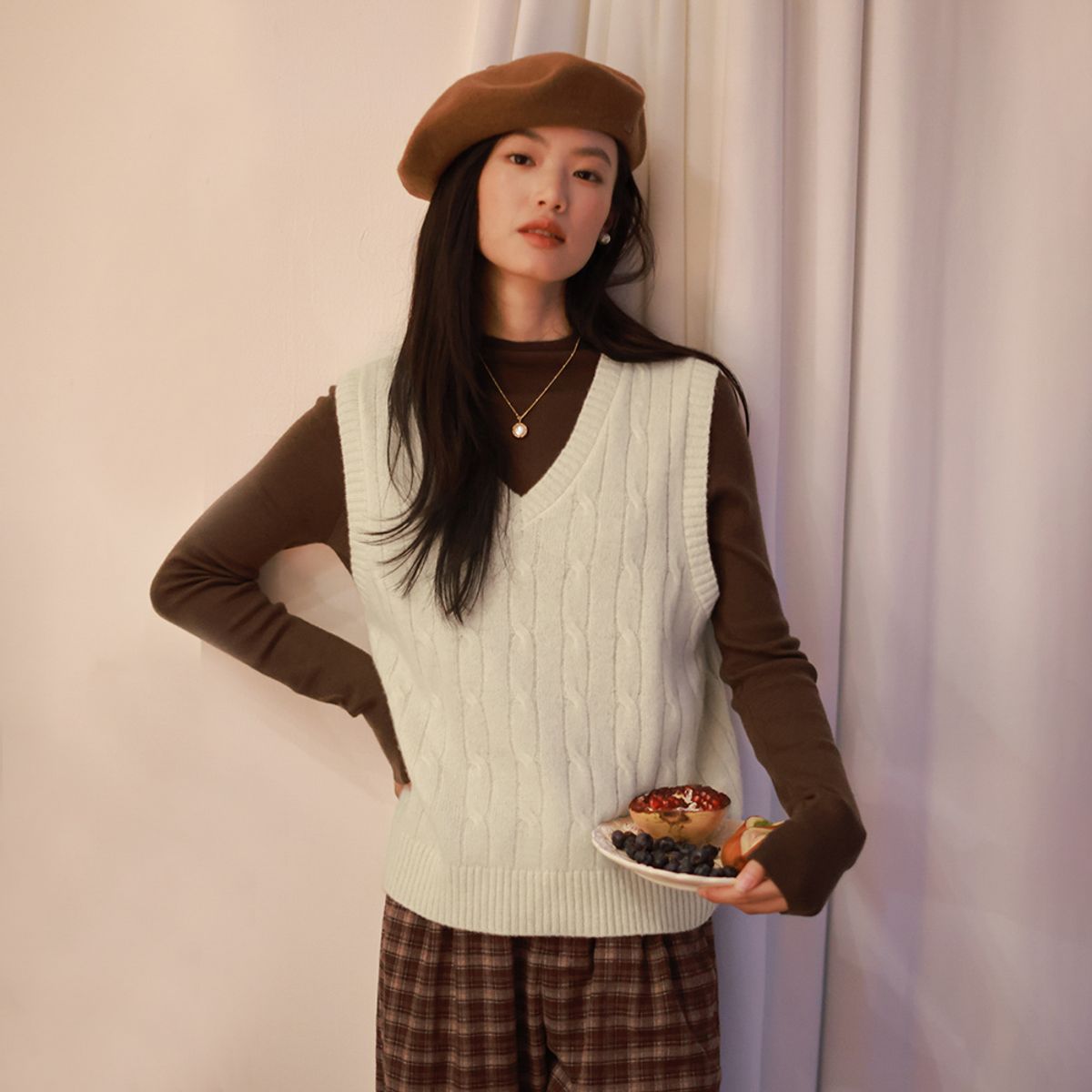 랭썬(LANGSON) LS_Basic v-neck knit vest_4color