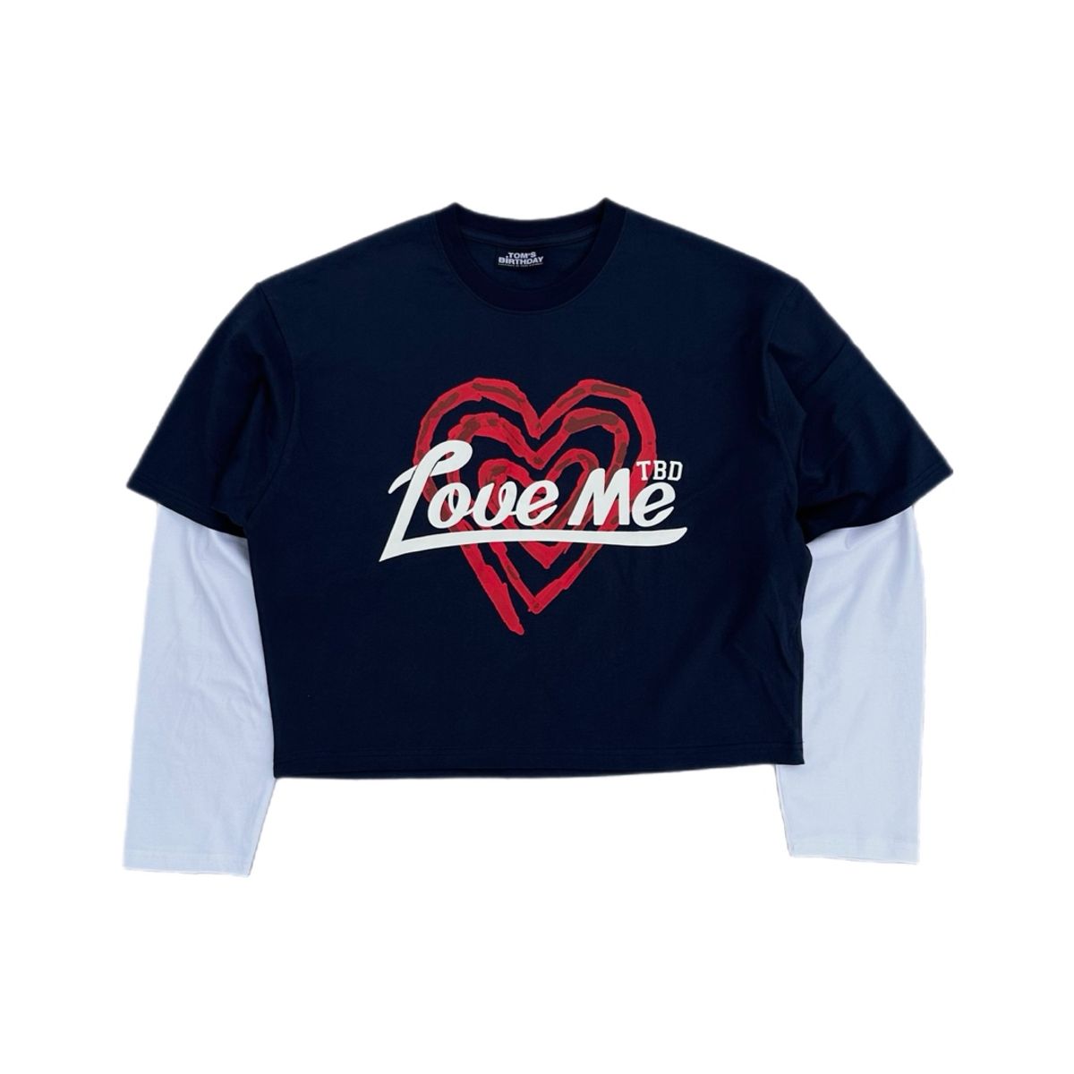톰스벌스데이(TOM'S BIRTHDAY) HEART LOGO LAYERD LONG T-SHIRTS Navy