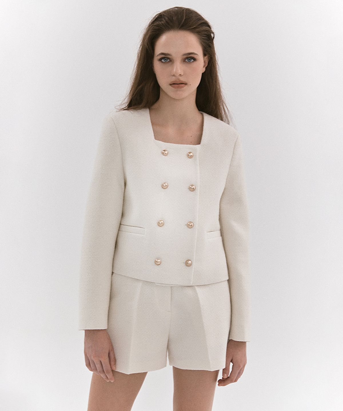 하우스 오브 폰드(HOUSE OF POND) Fine wool double jacket (Ivory)