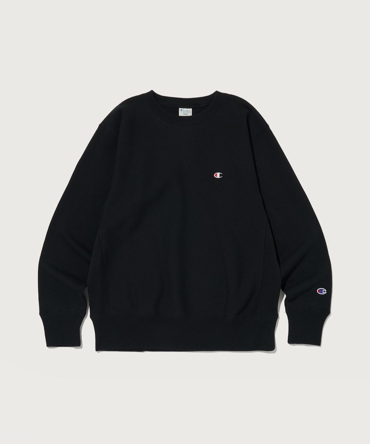 챔피온(CHAMPION) 리버스위브 블루택 루즈핏 스웨트셔츠 Black