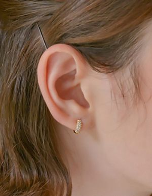 데일리 원버튼 후프 귀걸이