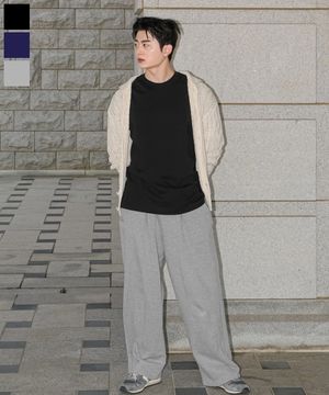 원턱 와이드 시그니처 스웻팬츠 3Color