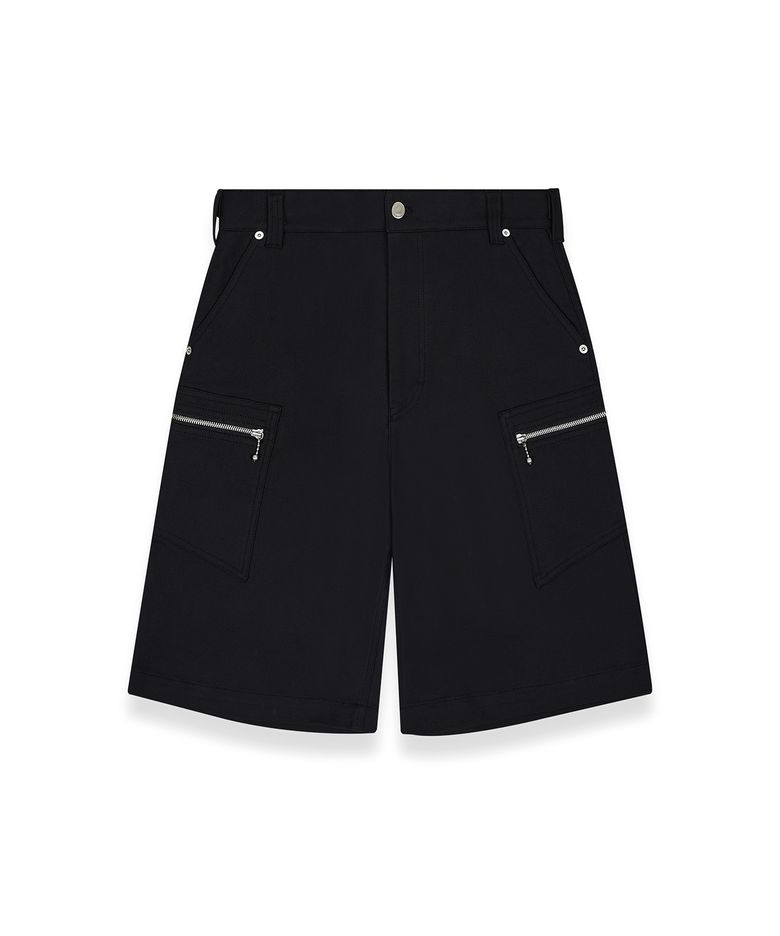 R-0032 / ZIP CARGO BERMUDA PANTS(BLACK)