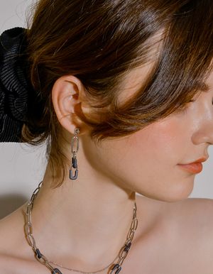 [FW]컬러드 링크체인 언발런스 귀걸이