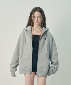 [UNISEX] 백 크랙 로고 집업 후드 멜란지