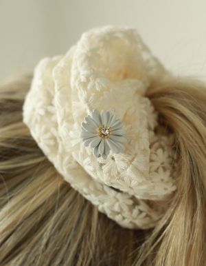 데이지 플라워 곱창밴드 스크런치