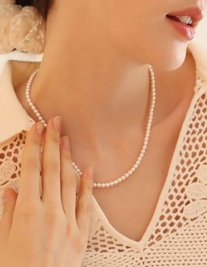[925실버]샬롯 글라스 펄 목걸이_4mm 진주