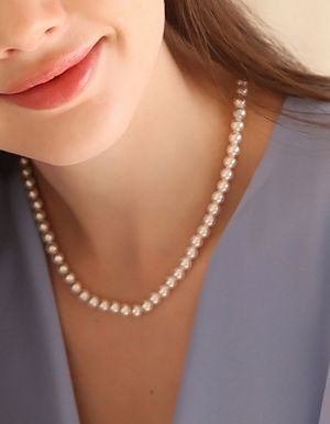 [자석 원터치]조이펄 목걸이_6mm 진주