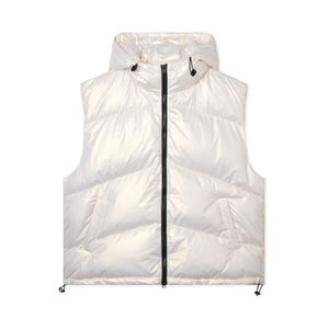 하이글로시 앵글 후드 패딩 베스트_아이보리