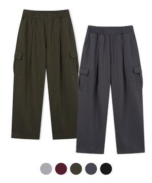 [2 PACK] 원 턱 와이드 카고 스웨트팬츠(5 Color)
