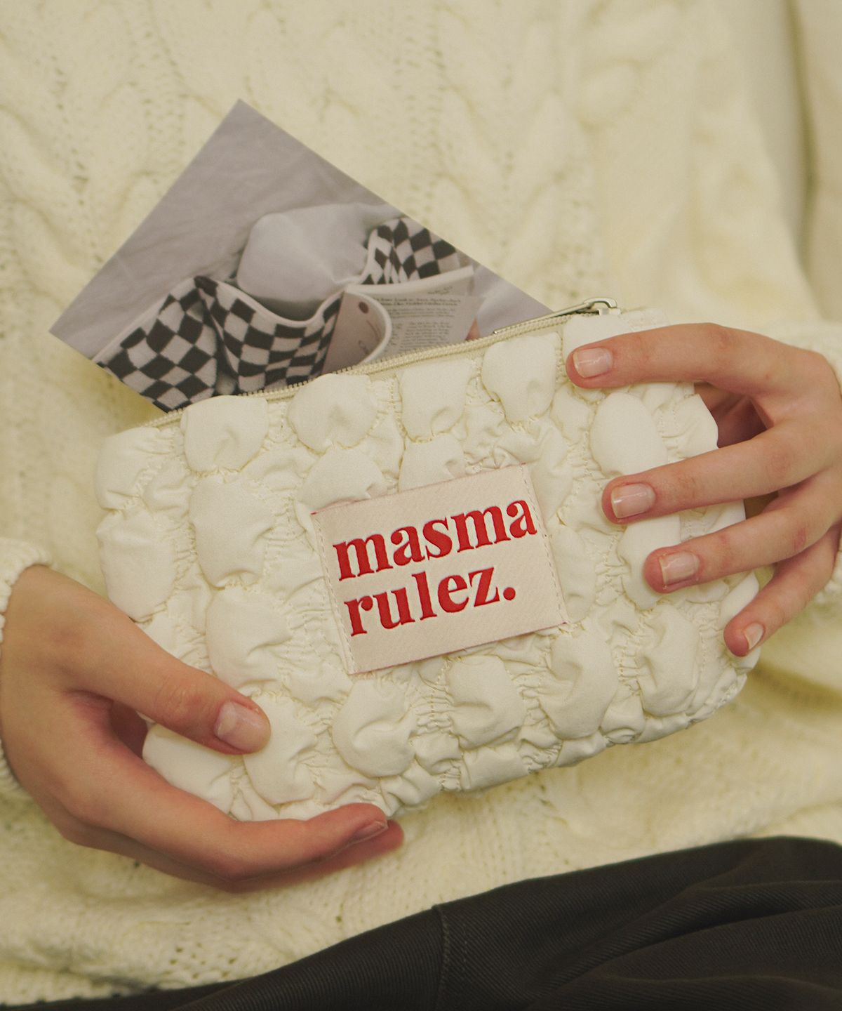 마스마룰즈(MASMARULEZ) Basic pouch _ Quilting Ivory
