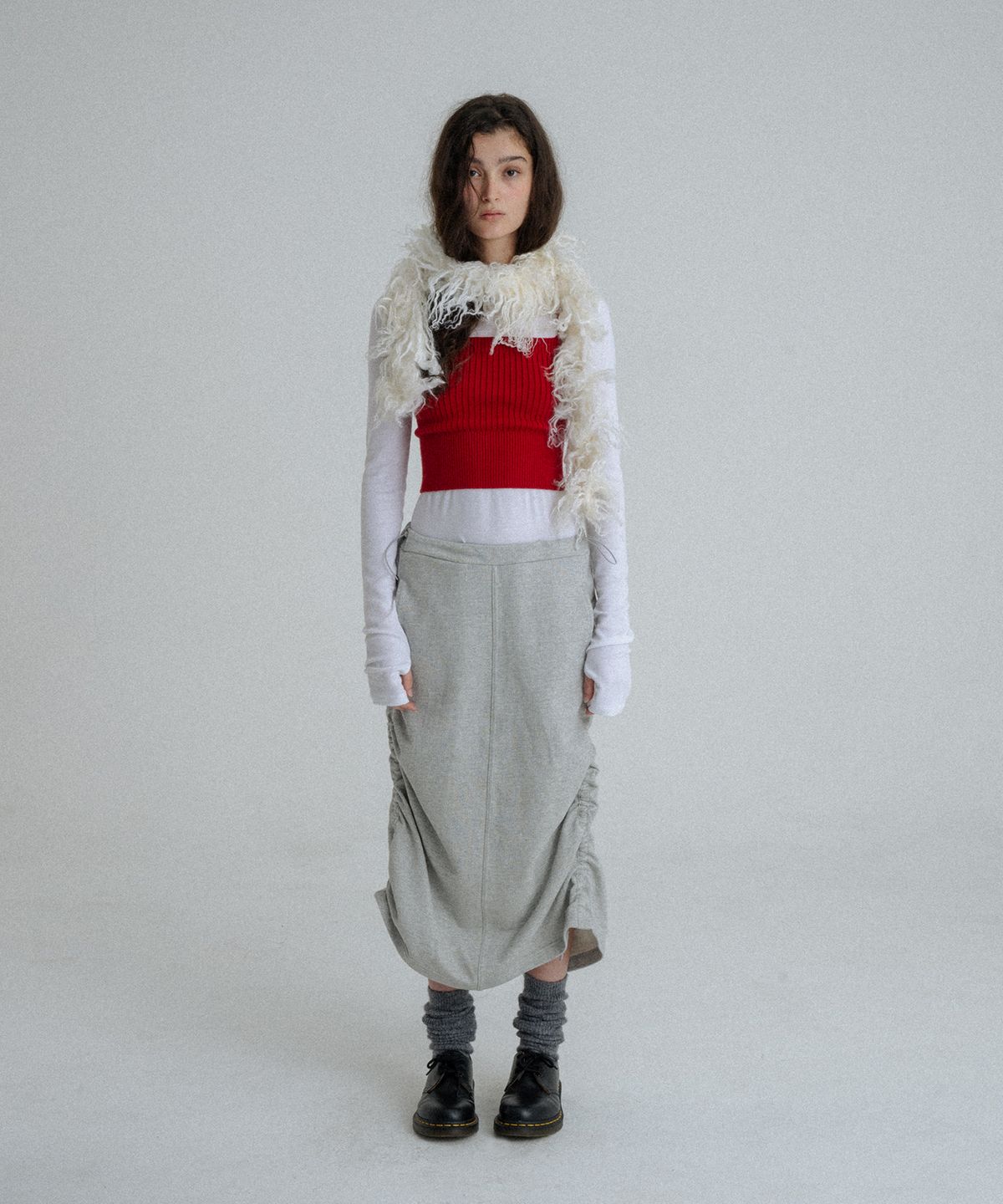 선데이후르츠마켓(SUNDAY FRUIT MARKET) STRING SWEAT SKIRT GRAY