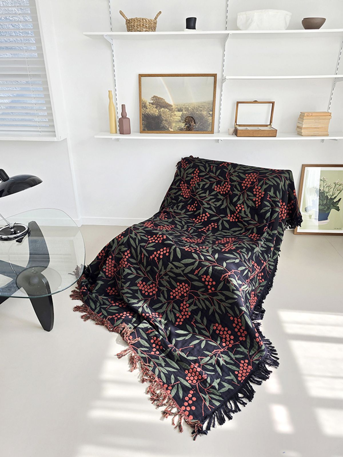 블랑쉬하우스(BLANCHE HOUSE) 레드 열매 술 퀸사이즈 150x200 리버서블 거즈이불