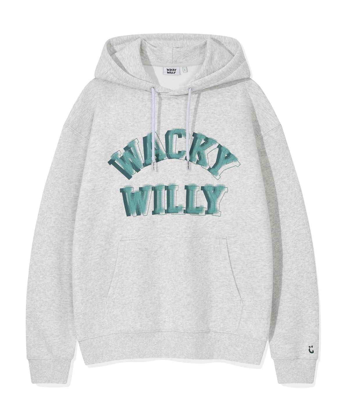 와키윌리(WACKY WILLY) 레터링 그래픽 후드 라이트 그레이