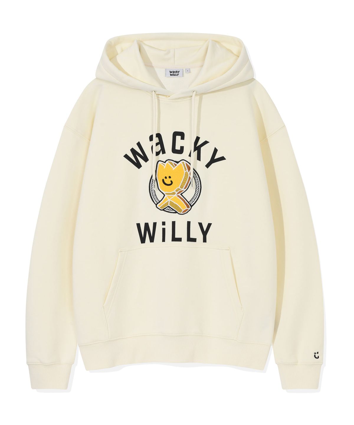 와키윌리(WACKY WILLY) 원포인트 그래픽 후드 크림