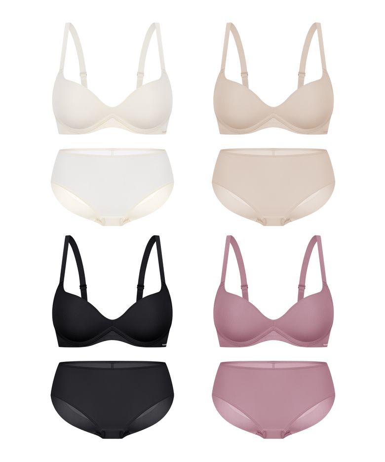 [4PACK] 일체형 볼륨몰드 노와이어 브라팬티 세트