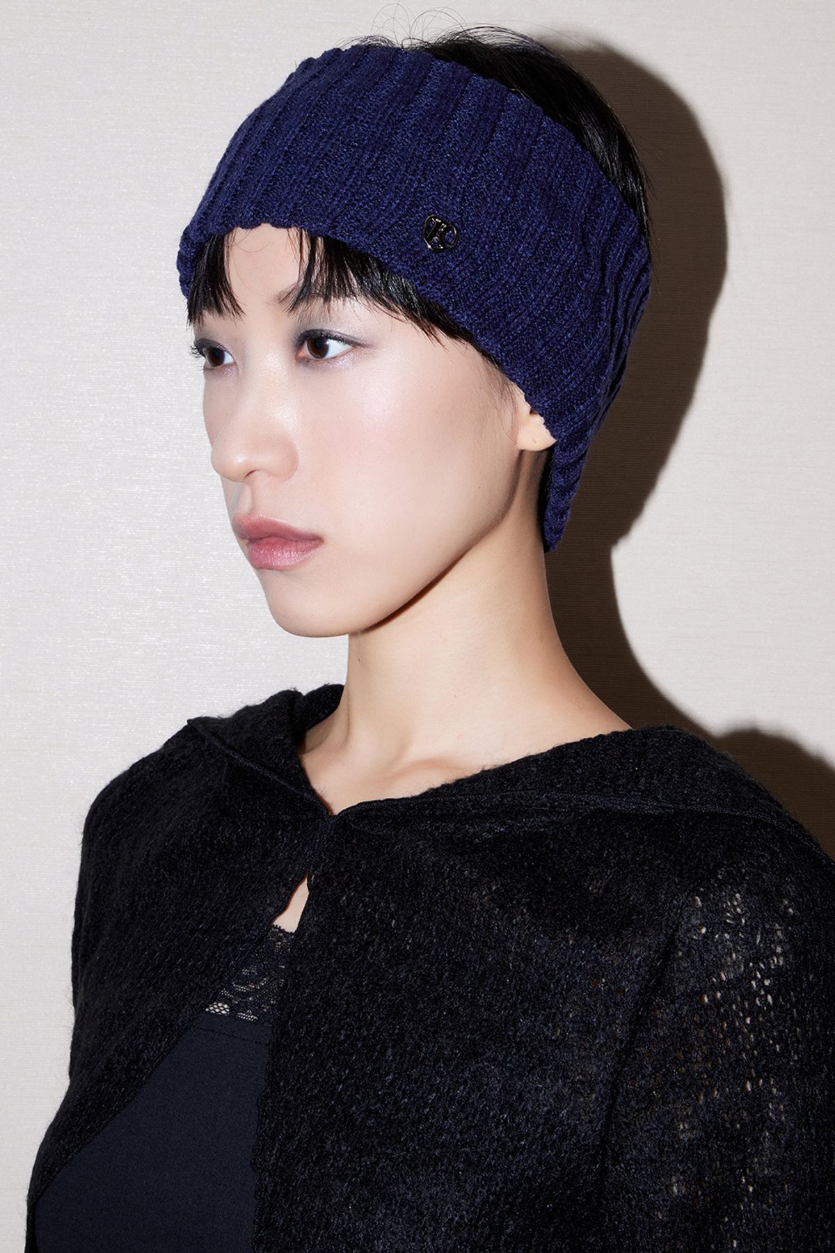 페이키(FAKIII) Fakiii Ribbed Knit Hairband_Navy