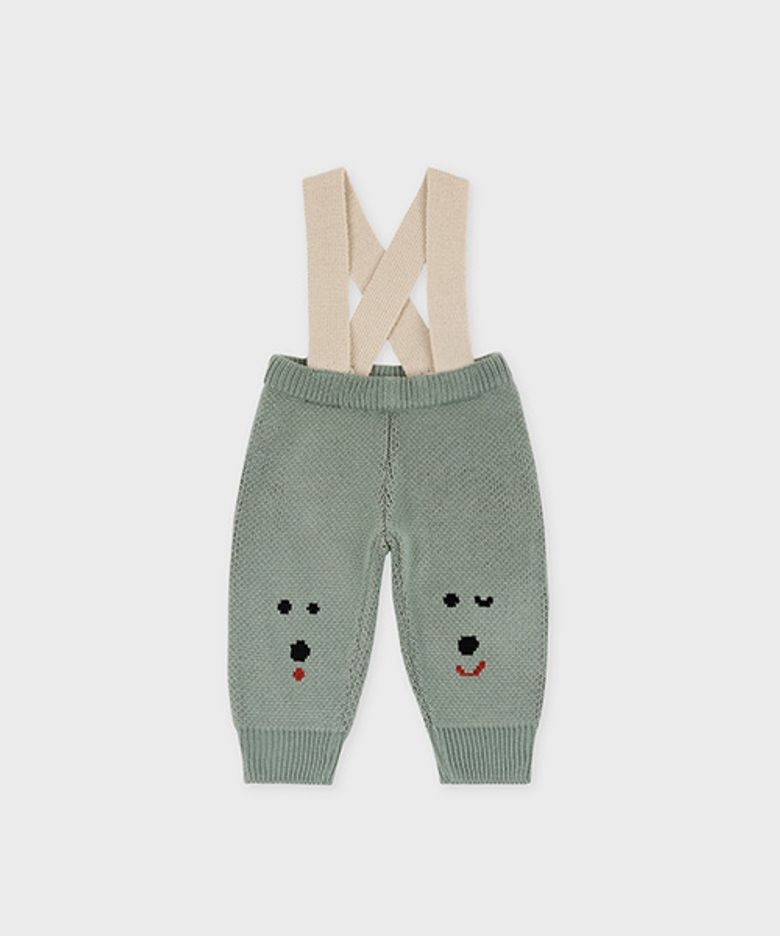 MOGU baby suspender knit pants mint