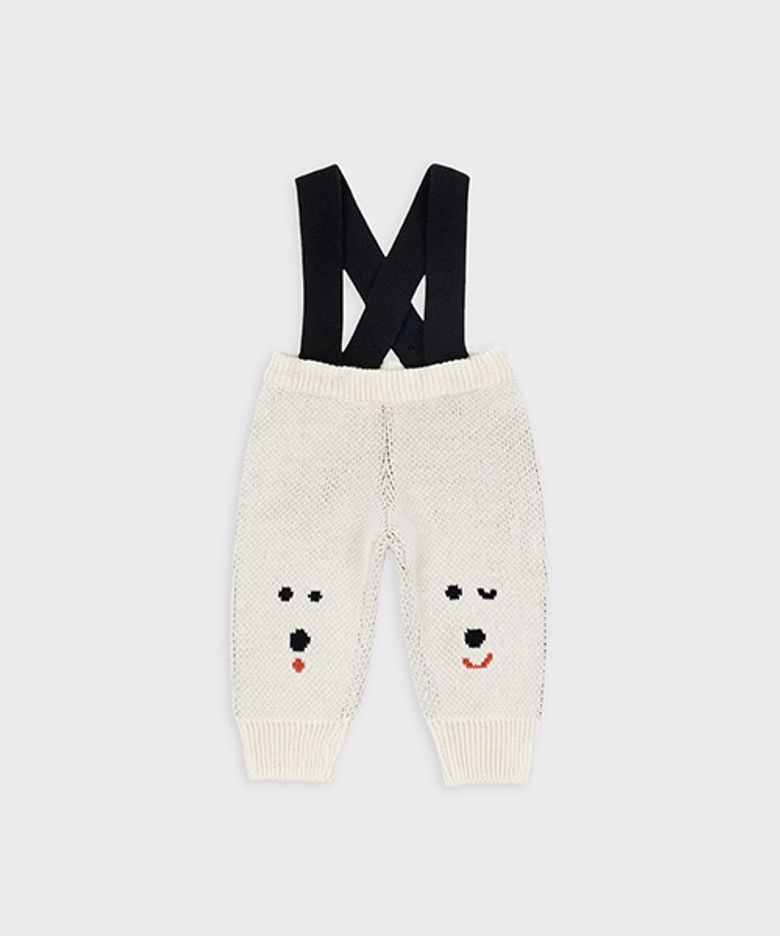 MOGU baby suspender knit pants cream