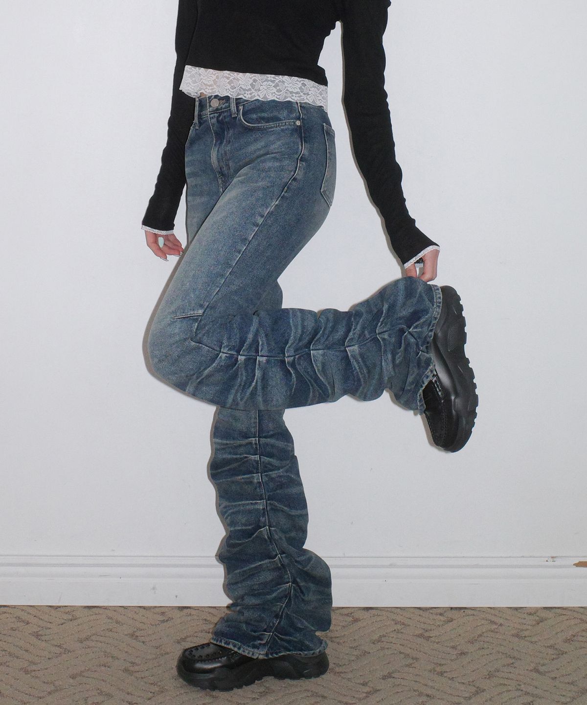 페이키(FAKIII) Fakiii Cumulate Boot-Cut Denim Pants_Blue