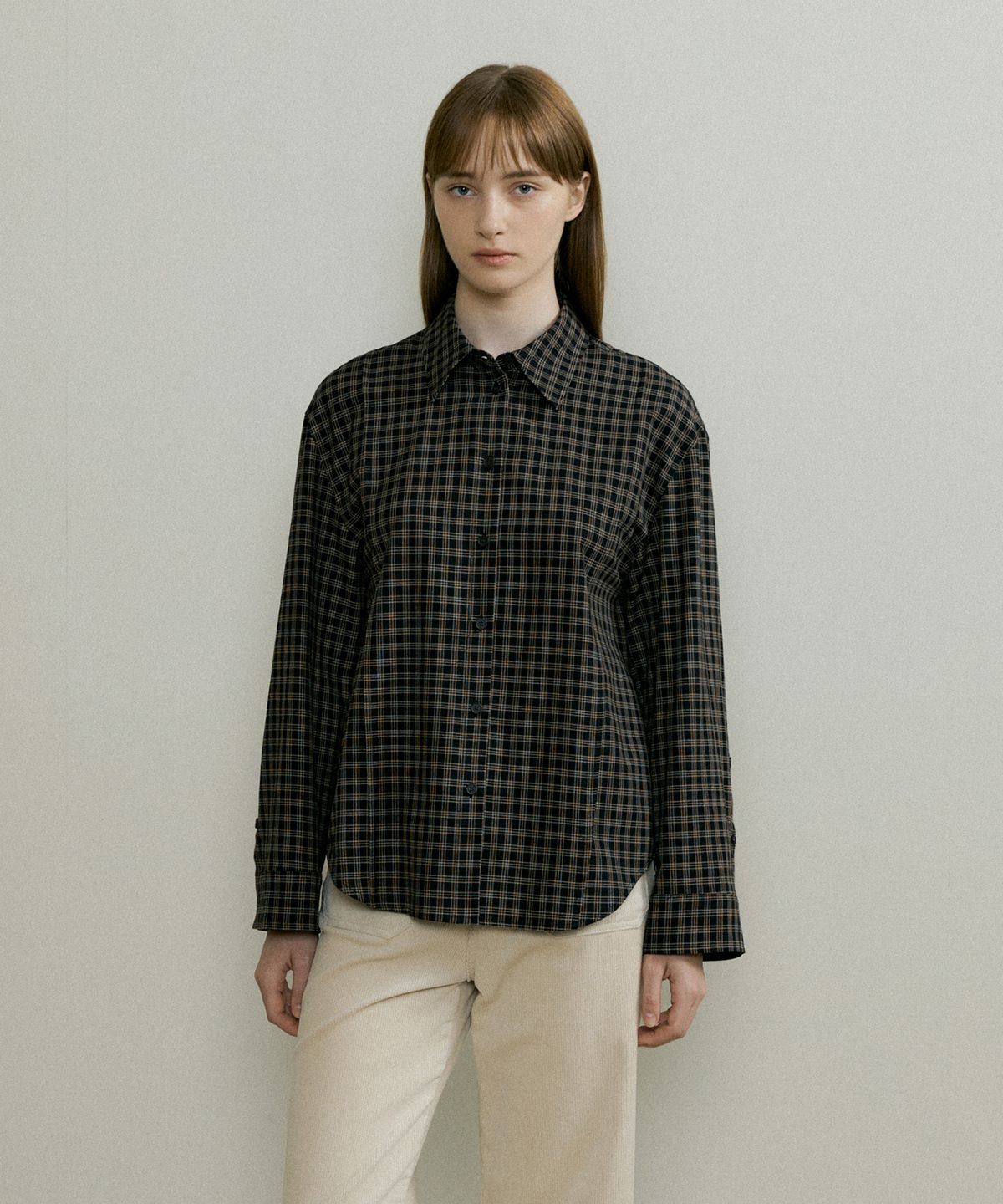 더페니(THE PENNY) CHECK RIBBON BLOUSE - Black