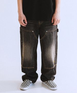 RG Painted Double Knee Washed Pants (Black)