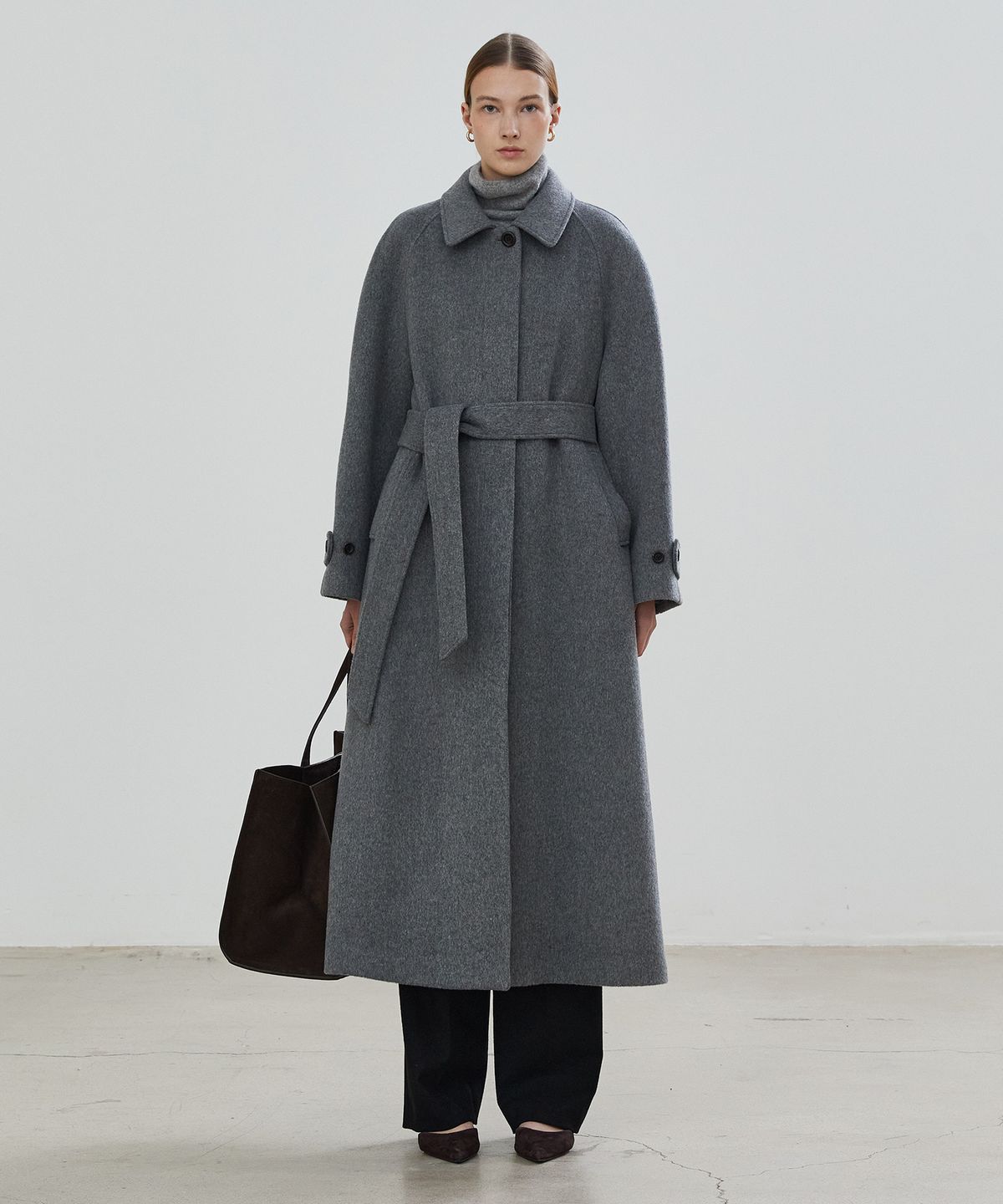 노티아(NOTIA) WOOL SINGLE BALMACAAN COAT - GRAY