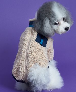 강아지 양털 포켓 후리스 네이비