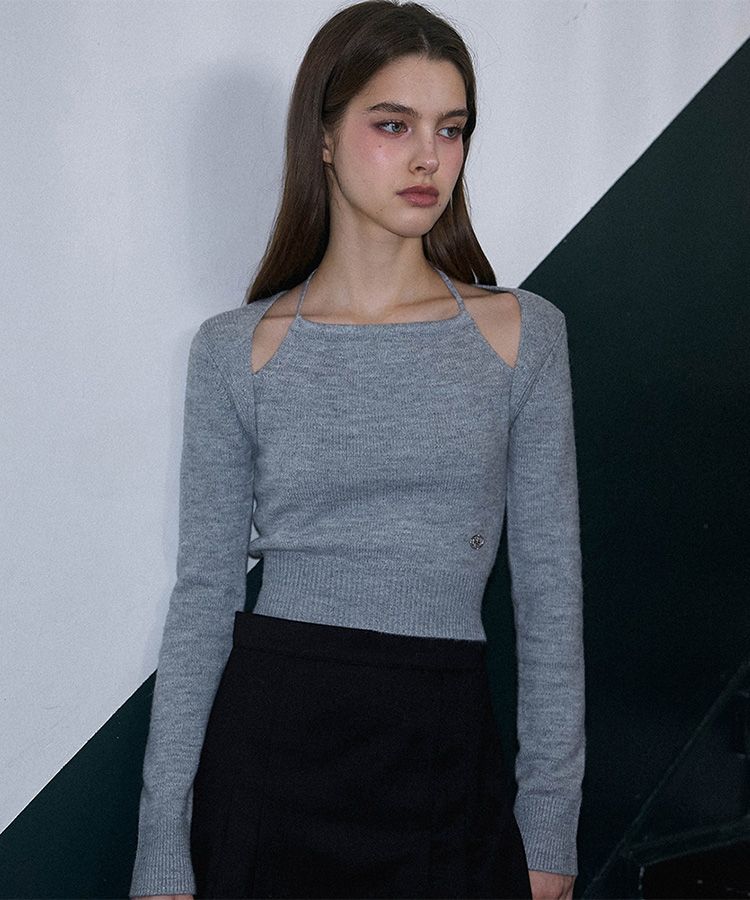 theredthered S butterfly halter tops グレー トップス S butterfly halter tops theredthread theredthered S