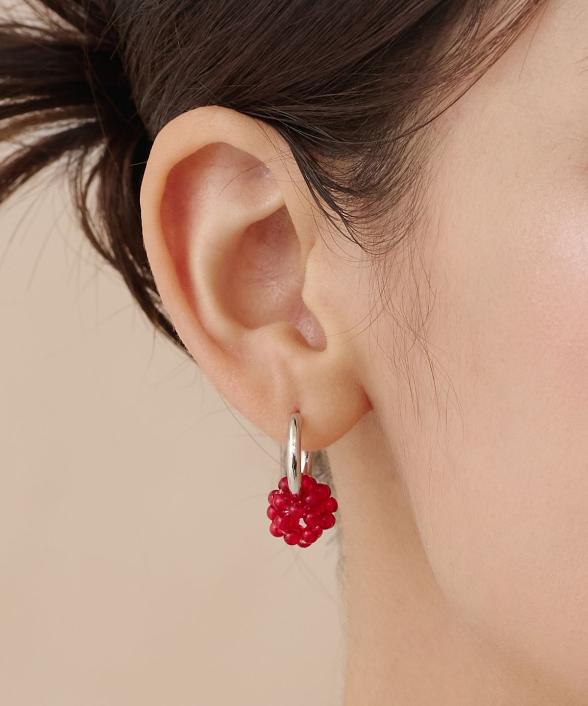 하스(HAS) HU006 Red beads ball earrings