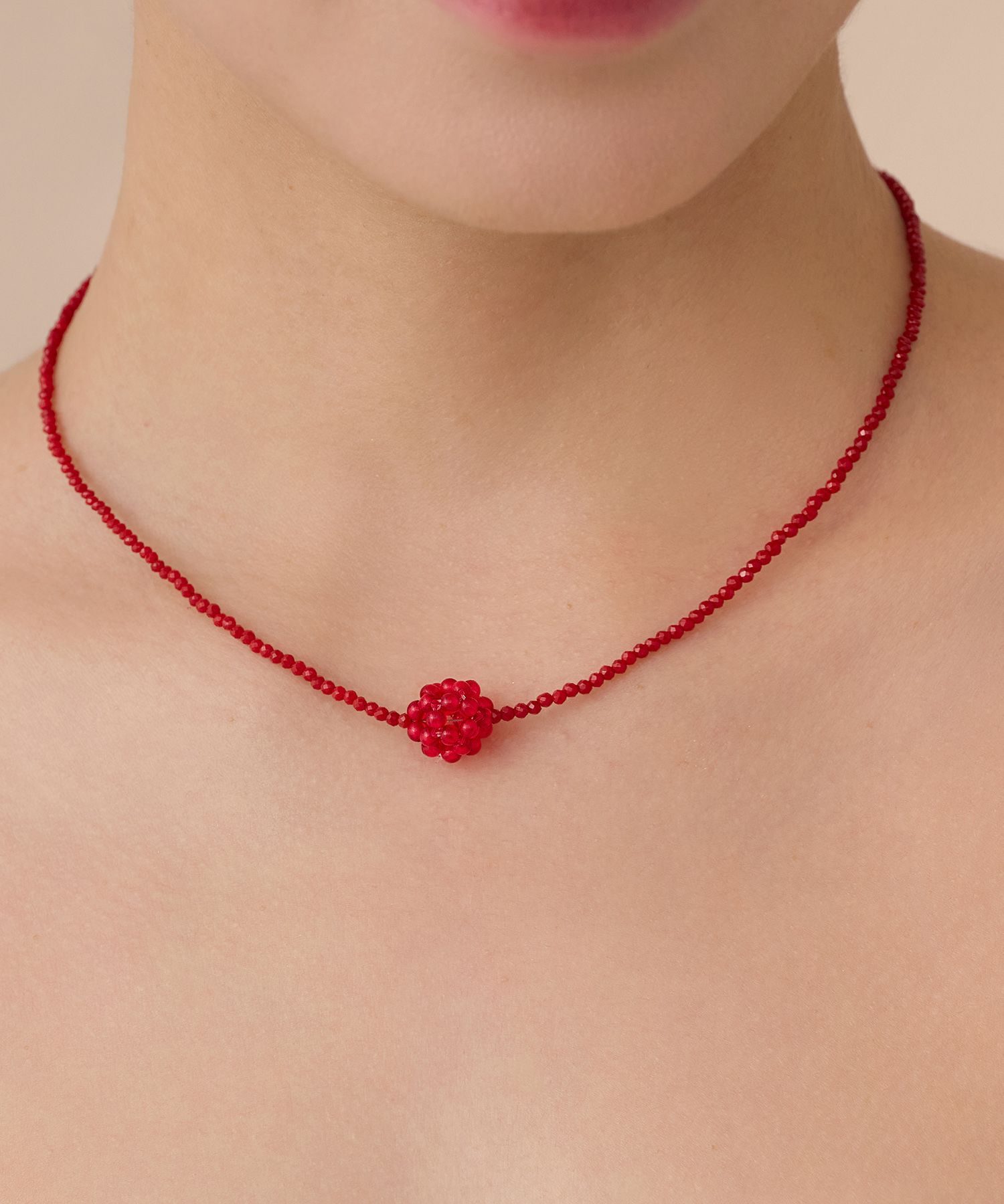 ★HAS★ HU003 Red beads ball necklace MUSINSA | HAS HU003 Red beads ball necklace