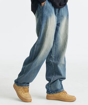 브러시 워싱 데님 팬츠(블루)