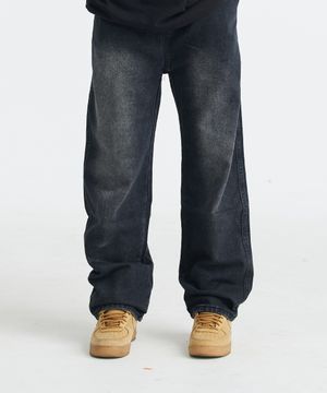 브러시 워싱 데님 팬츠(블랙)