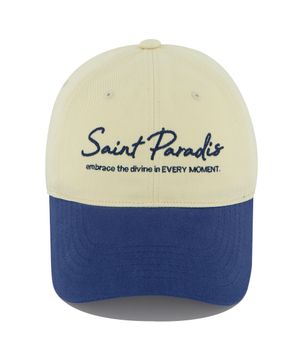 세인트파라다이스 자수 배색 볼캡-네이비/크림노랑