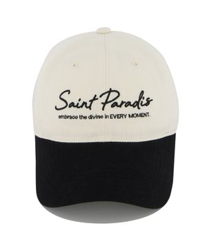 세인트파라다이스 자수 배색 볼캡-블랙/크림