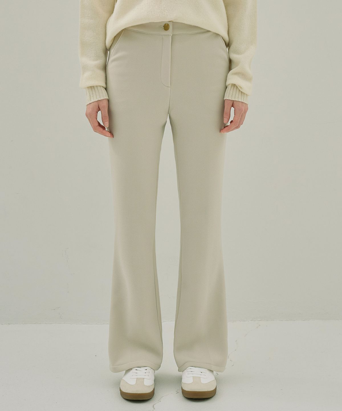 논앤논(NON AND NON) BOOTCUT LEG ELASTIC SLACKS_NFSL4144 (CREAM BEIGE)