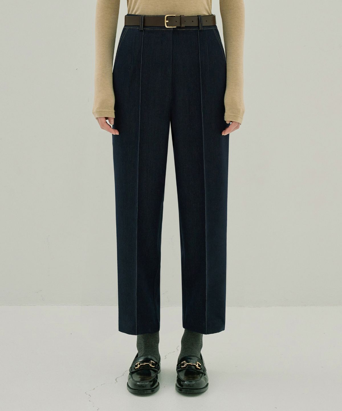 논앤논(NON AND NON) SLIM TAILORED DENIM SLACKS_NFSL4154 (DEEP BLUE)
