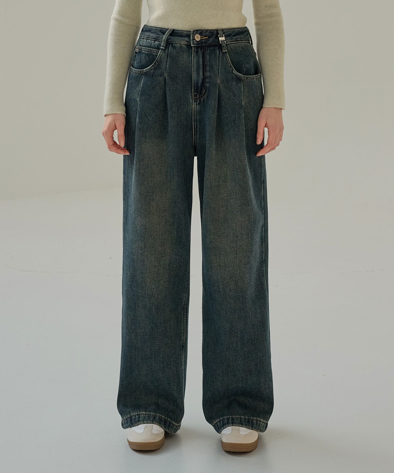 ★MUCENT★ Palma wide denim pants long overwashed wide unise MUSINSA | MUCENT Mallorca wide denim semi-banded washed