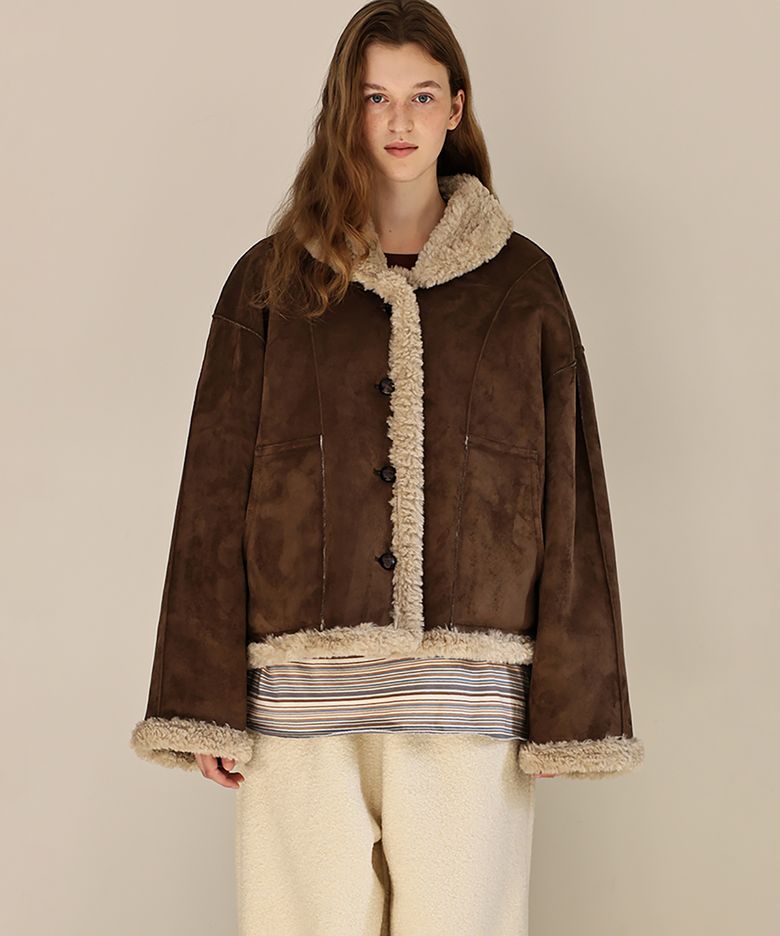 Shawl collar reversible jacket (brown)