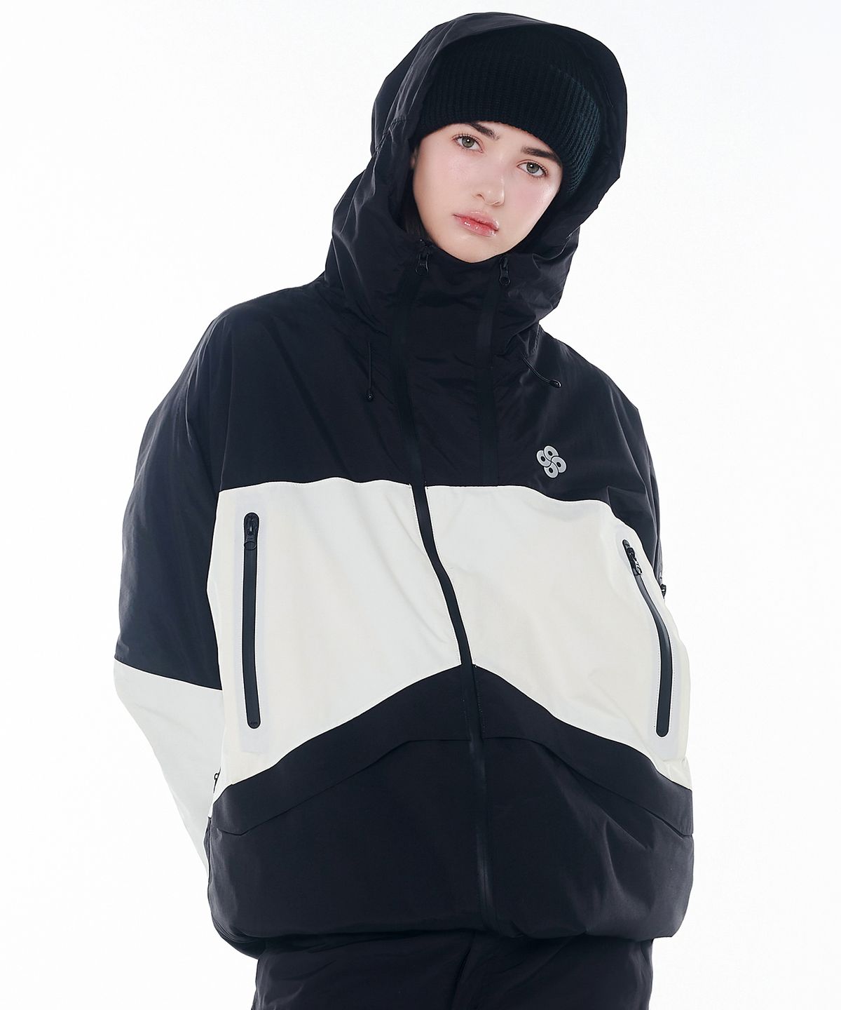 돌아우터웨어(DOLL OUTERWEAR) 2425 악티보 보드복 자켓 블랙/화이트 남녀공용