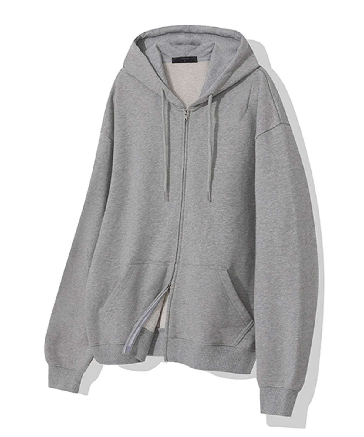크리스첼로(CRISCELO) 무지 후드 2WAY ZIP-UP_그레이
