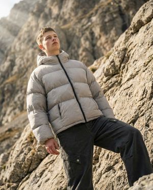 스퀘어 푸퍼 후드 패딩_그레이