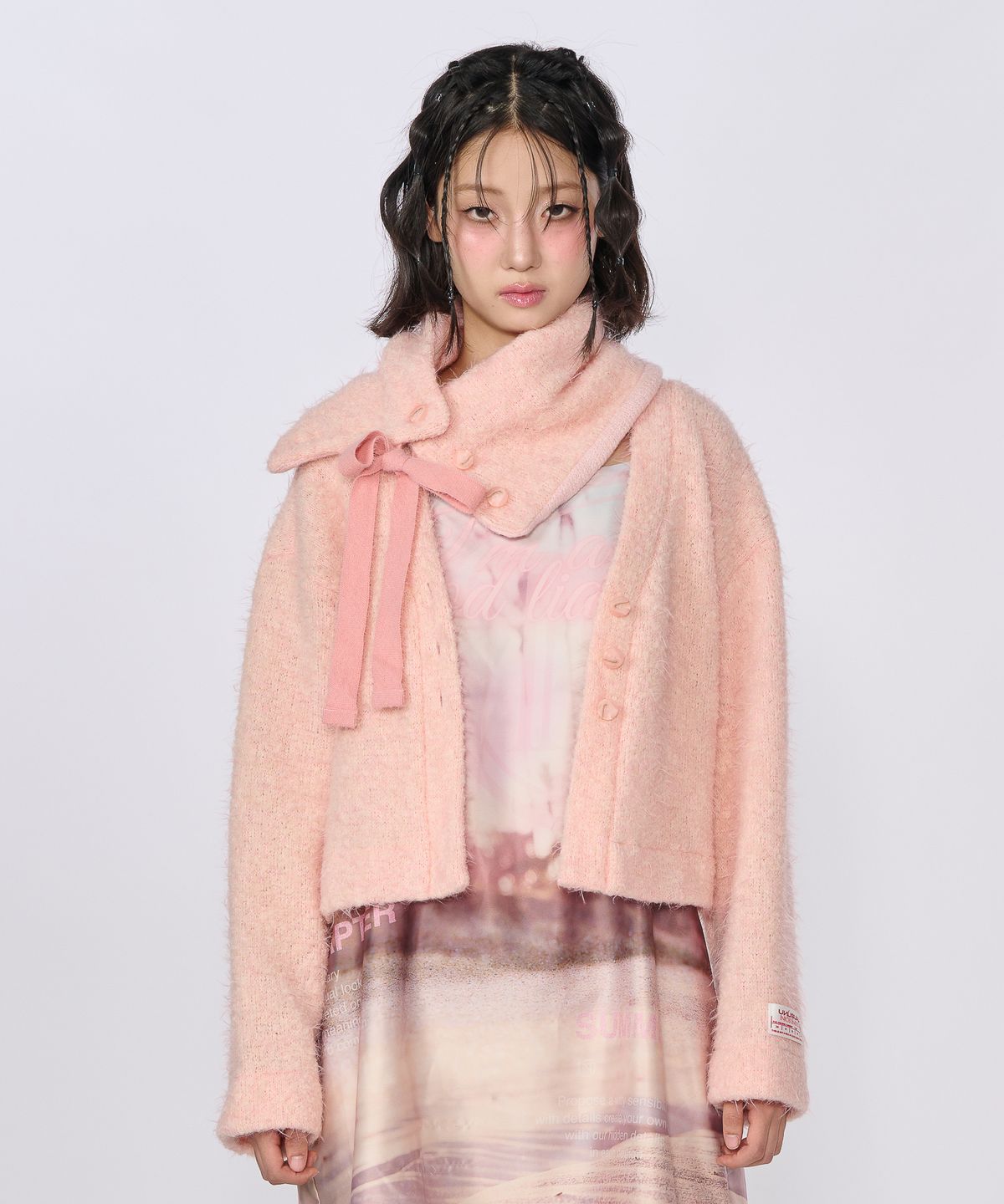 언유주얼 노말(UNUSUALNORMAL) CREAMY CARDIGAN WARMER SET _ PINK